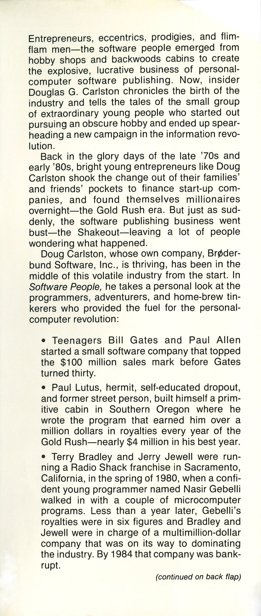 Book Jacket Front Inside Flap Software People.