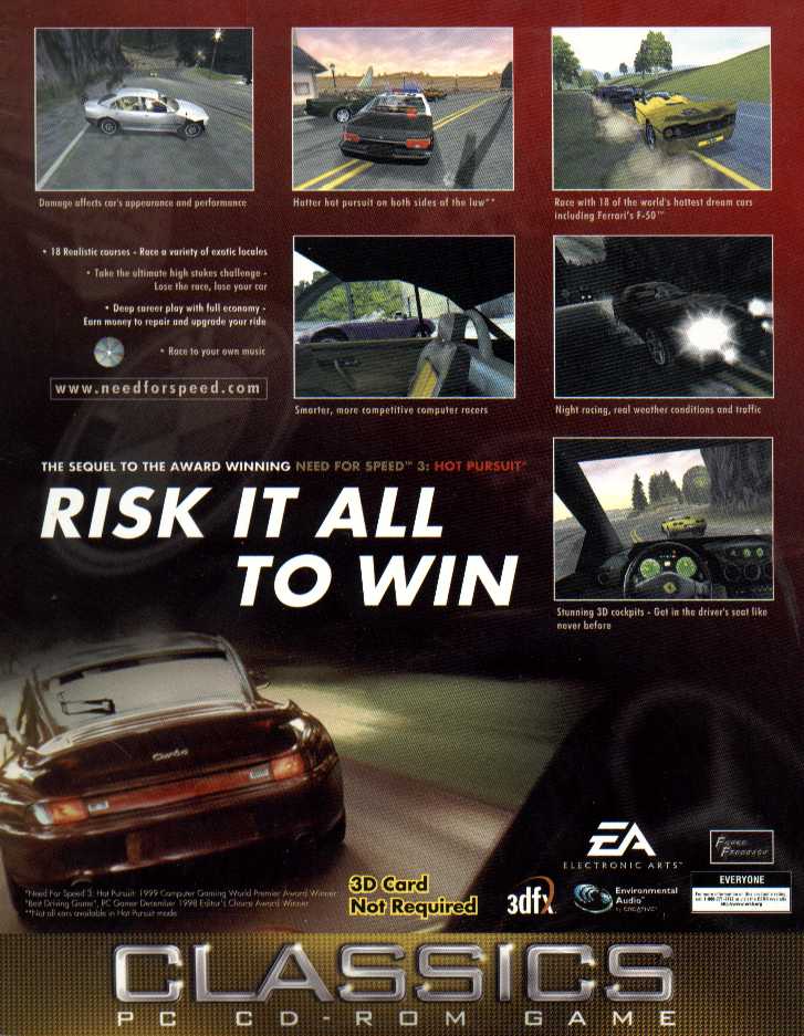 Need For Speed High Stakes Pc Game Cd-Rom Windows 1999 Electronic Arts