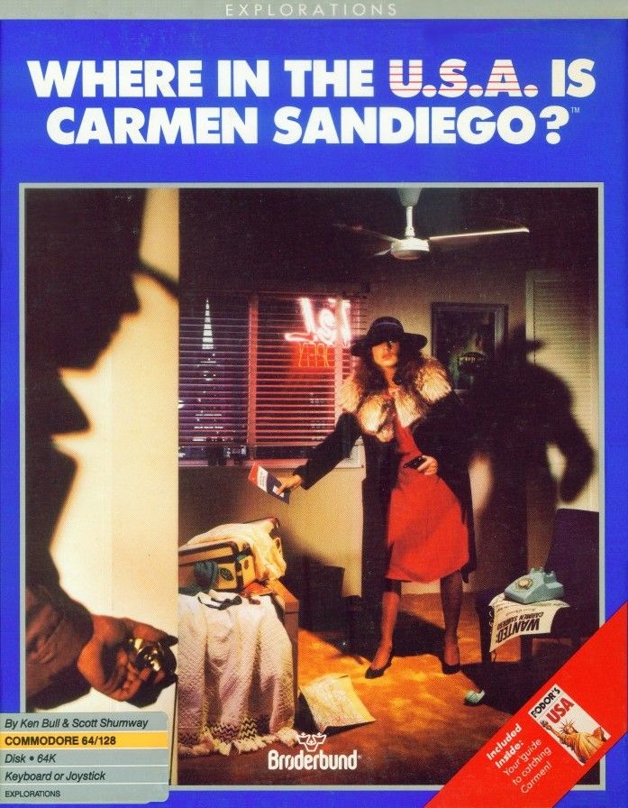 Packaging cover Where In The USA Is Carmen Sandiego? C64.